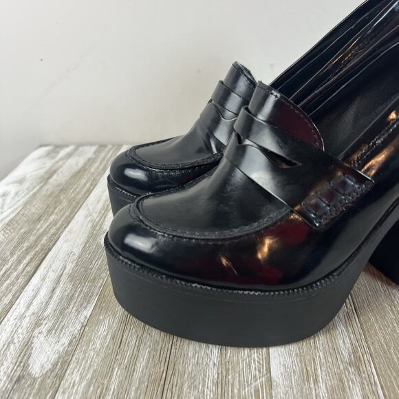 Steve Madden Y2K Shoes Chunky Heel Platform Penny Loafer Women's 8 Juniper - Picture 2 of 15